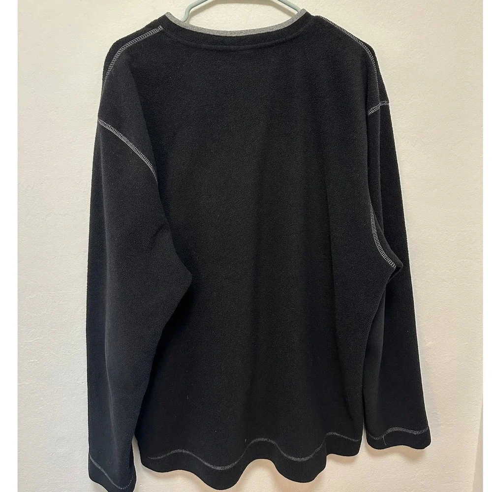 Nautica Jeans Company Vintage Men's‎ Black Fleece V-Neck Pullover Sweater XL
